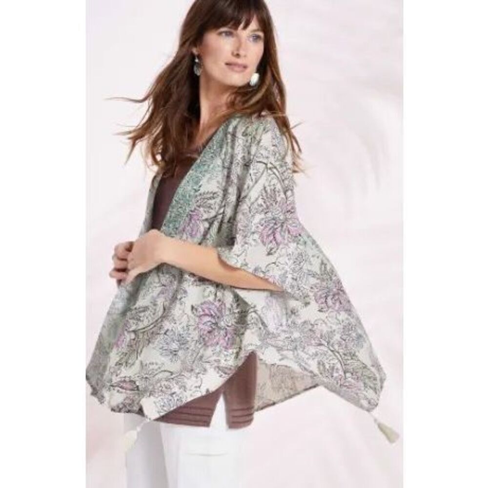 floral print kimono cover-up from J.Jill. Kimono cardigan tassels oversized flor